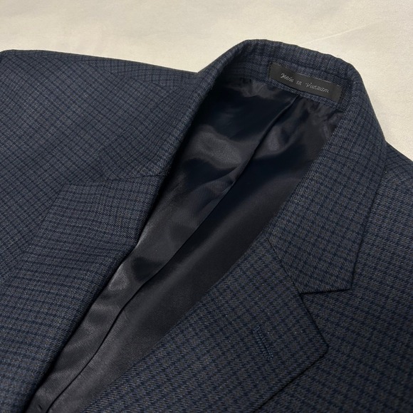Chaps Other - Chaps Mens Navy Blue Micro Check Blazer Sport Coat Jacket 42R Two Button